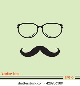 Mustache and Glasses vector icon.