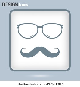 Mustache and Glasses vector icon.