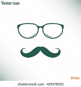 Mustache and Glasses vector icon.