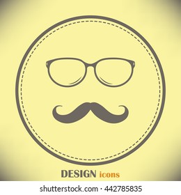 Mustache and Glasses vector icon.
