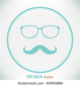 Mustache and Glasses vector icon.