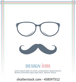Mustache and Glasses vector icon.