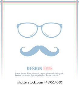 Mustache and Glasses vector icon.