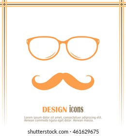 Mustache and Glasses vector icon.