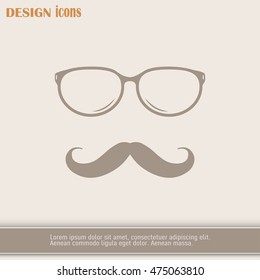Mustache and Glasses vector icon.