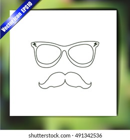 Mustache and Glasses vector icon.