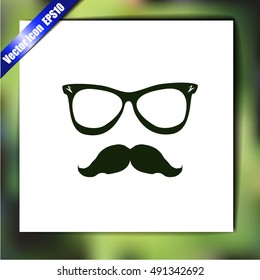 Mustache and Glasses vector icon.