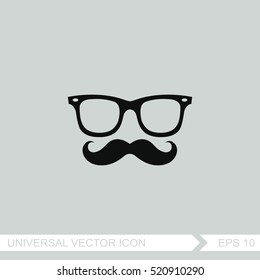 Mustache And Glasses Vector Icon.