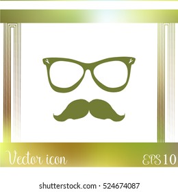 Mustache and Glasses vector icon.