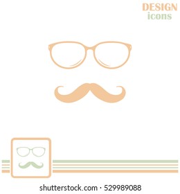 Mustache and Glasses vector icon.