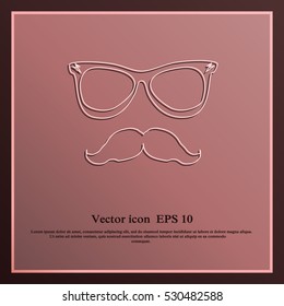 Mustache and Glasses vector icon.