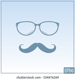 Mustache and Glasses vector icon.
