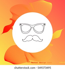Mustache and Glasses vector icon.