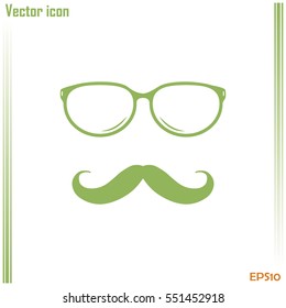 Mustache and Glasses vector icon.