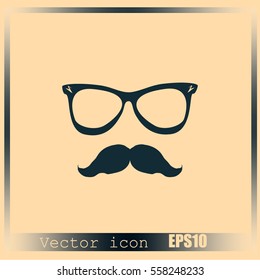 Mustache and Glasses vector icon.