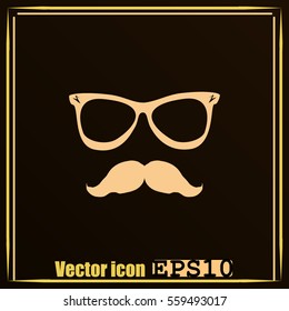 Mustache and Glasses vector icon.