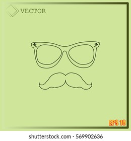 Mustache and Glasses vector icon.
