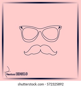 Mustache and Glasses vector icon.