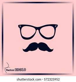 Mustache and Glasses vector icon.