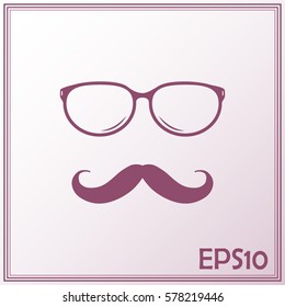 Mustache and Glasses vector icon.