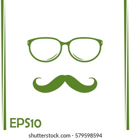 Mustache and Glasses vector icon.