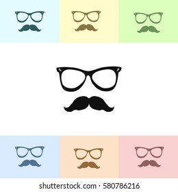 Mustache and Glasses vector icon.