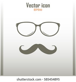 Mustache and Glasses vector icon.