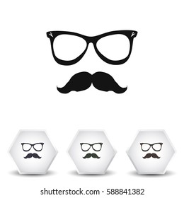 Mustache and Glasses vector icon.