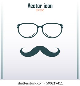 Mustache and Glasses vector icon.