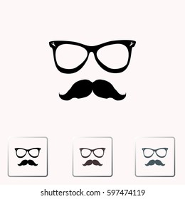 Mustache and Glasses vector icon.