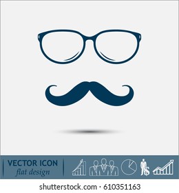 Mustache and Glasses vector icon.