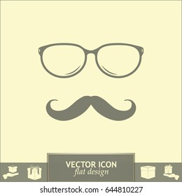 Mustache and Glasses vector icon.