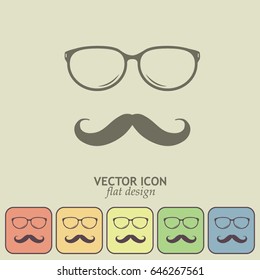 Mustache and Glasses vector icon.