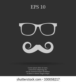 Mustache and Glasses vector icon. Flat EPS