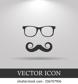 Mustache and Glasses vector icon. Flat EPS