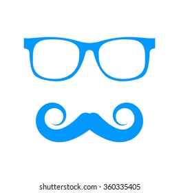 Mustache and Glasses vector icon. Flat EPS
