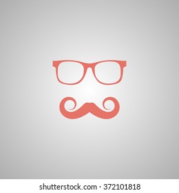 Mustache and Glasses vector icon. Flat EPS