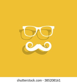 Mustache and Glasses vector icon. Flat EPS
