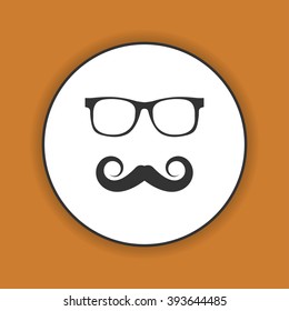 Mustache and Glasses vector icon. Flat EPS
