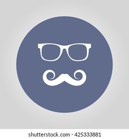 Mustache and Glasses vector icon. Flat EPS
