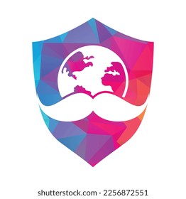 Diseño del logotipo del icono del vector del globo y del bigote. Plantilla de diseño del logotipo vectorial del Día Mundial del Hombre.
