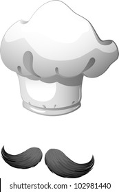 Mustache and hat chef on a white background