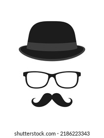 Mustache, Hat, and Glasses isolated on white background