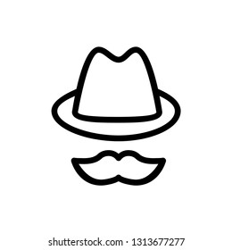 Mustache and hat icon. Man steele sign
