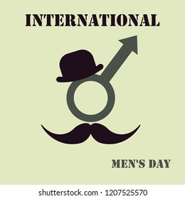 mustache, hat, and the symbol of Mars in the international men's day