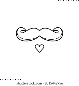 mustache and heart, gays community vector icon in outline