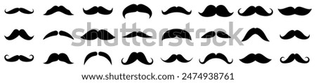 Mustache hipster icon set. Whisker icons. Flat black mustache icon collection. Different mustache. Vector Illustration