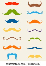 Mustache hipster retro fashion vector objects set