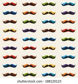 Mustache hipster retro fashion vector seamless pattern