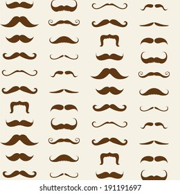 Mustache hipster retro fashion vector seamless pattern